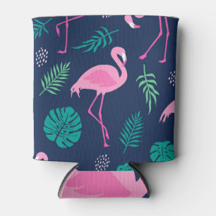 Rosa Flamingos, tropische Palmen, handgezeichnet N Dosenkühler