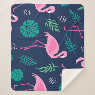Rosa Flamingos, tropische Palmen, handgezeichnet N Sherpadecke
