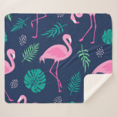 Rosa Flamingos, tropische Palmen, handgezeichnet N Sherpadecke (Vorderseite (Horizontal))