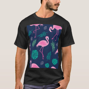 Rosa Flamingos, tropische Palmen, handgezeichnet N T-Shirt
