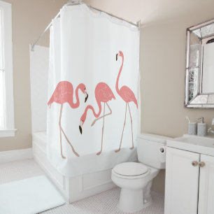 Rosa Flamingos tropische Vögel Duschvorhang