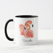 Rosa Flamingos tropische Vögel mit Ihrem Namen Tasse (Links)