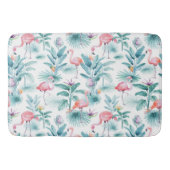 Rosa Flamingos tropisches Blätter Muster Badematte (Vorderseite)