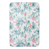 Rosa Flamingos tropisches Blätter Muster Badematte (Vorderseite Vertikal)