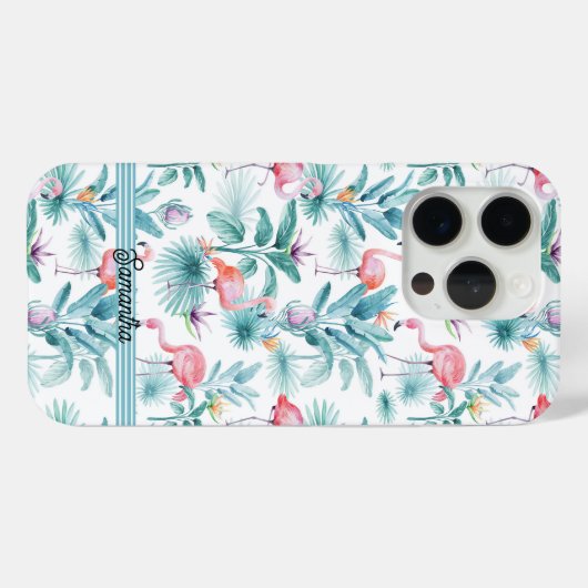 Rosa Flamingos tropisches Blätter Muster Case-Mate iPhone Hülle (Rückseite (Horizontal))
