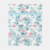 Rosa Flamingos tropisches Blätter Muster Fleecedecke (Vorderseite)