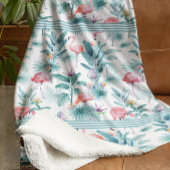 Rosa Flamingos tropisches Blätter Muster Fleecedecke