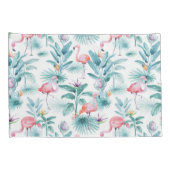 Rosa Flamingos tropisches Blätter Muster Kissenbezug (Rückseite-Rechts)