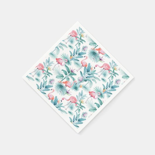 Rosa Flamingos tropisches Blätter Muster Serviette (Ecke)