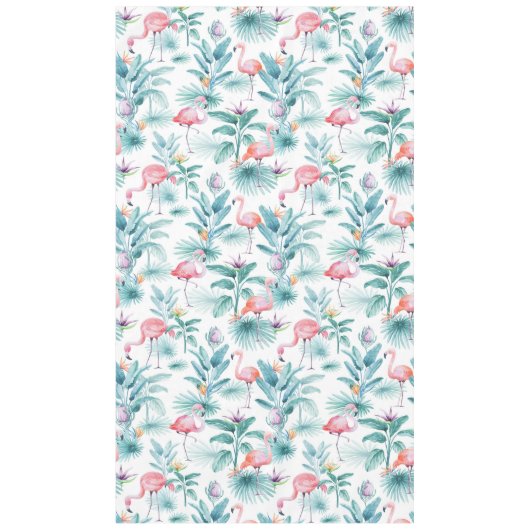 Rosa Flamingos tropisches Blätter Muster Tischdecke (Vorderseite)