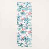 Rosa Flamingos tropisches Blätter Muster Yogamatte (Rückseite)