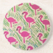 Rosa Flamingos tropisches Muster Getränkeuntersetzer (Vorne)