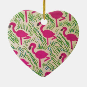Rosa Flamingos tropisches Muster Keramik Ornament