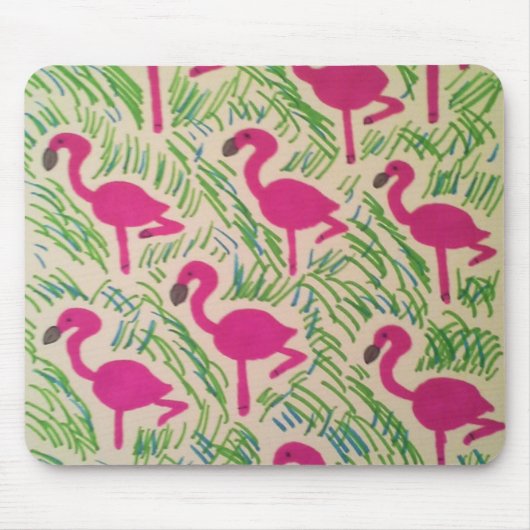Rosa Flamingos tropisches Muster Mousepad (Vorne)