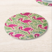 Rosa Flamingos tropisches Muster Runder Pappuntersetzer (Angewinkelt)