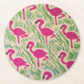 Rosa Flamingos tropisches Muster Runder Pappuntersetzer (Vorderseite)