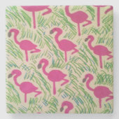 Rosa Flamingos tropisches Muster Steinuntersetzer (Vorderseite)