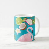 Rosa Flamingos: tropisches nahtloses Muster Kaffeetasse (VorderseiteRechts)