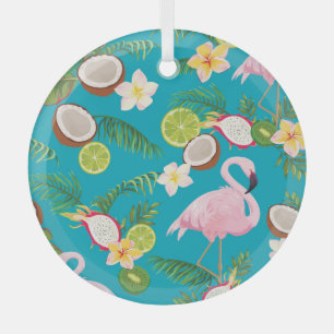 Rosa Flamingos: tropisches nahtloses Muster Ornament Aus Glas