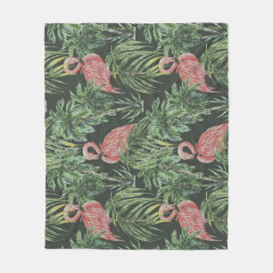 Rosa Flamingos, tropisches Vintage-Muster. Fleecedecke