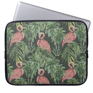 Rosa Flamingos, tropisches Vintage-Muster. Laptopschutzhülle