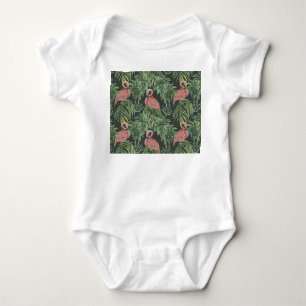 Rosa Flamingos, tropisches Vintages Muster. Baby Strampler