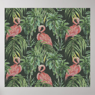 Rosa Flamingos, tropisches Vintages Muster. Poster