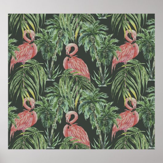 Rosa Flamingos, tropisches Vintages Muster. Poster (Vorne)