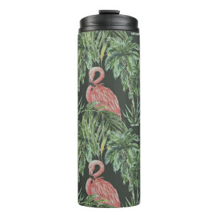Rosa Flamingos, tropisches Vintages Muster. Thermosbecher