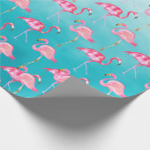 Rosa Flamingos & Türkisblau Geschenkpapier (Ecke)
