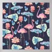 Rosa Flamingos, umgeben von Lotus-Blume und Pro Poster (Vorne)
