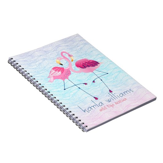 Rosa Flamingos und Abstrakte Strandwellen Notizblock (Rechte Seite)