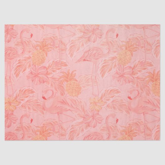 Rosa Flamingos und Ananas Seidenpapier (Vorderseite)