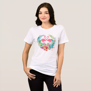 Rosa Flamingos und farbenfrohe tropische Blume Kra Tri-Blend Shirt