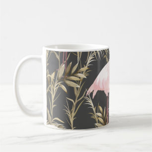 Rosa Flamingos und goldene Pflanze nahtlos Kaffeetasse