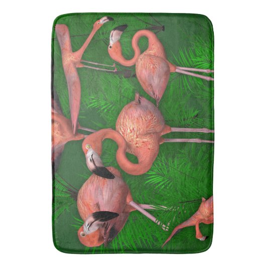 Rosa Flamingos und Jungle Ferns Badematte (Vorderseite Vertikal)