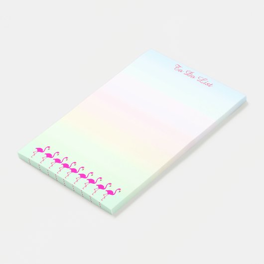 Rosa Flamingos und Kalligraphie in Pastelltönen Post-it Klebezettel (angewinkelt)