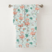 Rosa Flamingos und Möwen Badhandtuch Set (Insitu)