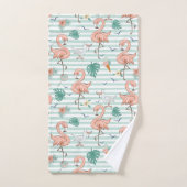 Rosa Flamingos und Möwen Badhandtuch Set (Handtuch)