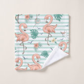 Rosa Flamingos und Möwen Badhandtuch Set (Waschlappen)