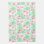 Rosa Flamingos und Palmen Geschirrtuch (Vertikal)