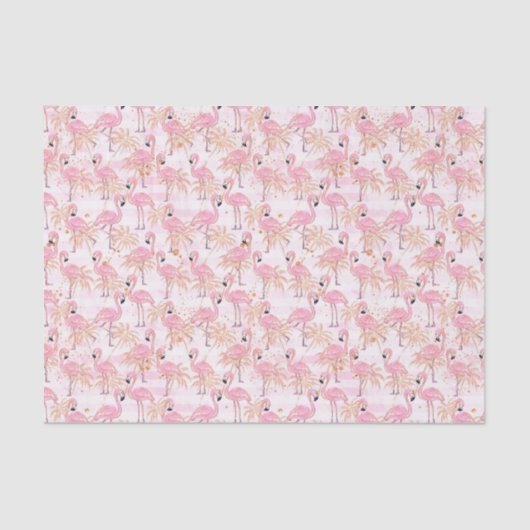 Rosa Flamingos und Palmen Seidenpapier (Vorderseite)
