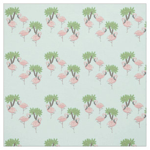 Rosa Flamingos und Palmen Stoff