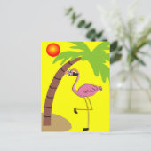 Rosa Flamingos und Palmenbaumgeschenke Postkarte (Stehend Vorderseite)