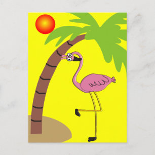 Rosa Flamingos und Palmenbaumgeschenke Postkarte
