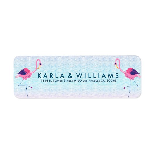 Rosa Flamingos und stilisierte Wasserwellen (Vorne)