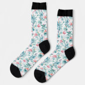 Rosa Flamingos und tropische Blume Socken (Linkes Detail)