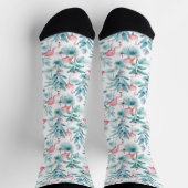 Rosa Flamingos und tropische Blume Socken (Oben)