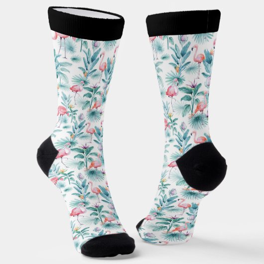 Rosa Flamingos und tropische Blume Socken (Gewinkelt)