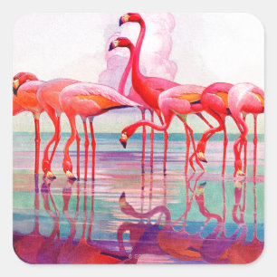 Rosa Flamingos von Francis Lee Jaques Quadratischer Aufkleber